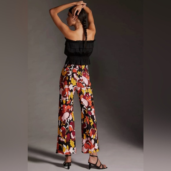 Anthropologie Maeve The Colette Multicolor Floral Wide, Cropped Pants, Size 30 - Picture 14 of 16